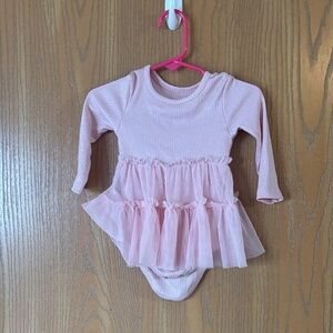 Okie Dokie Pink Long Sleeve Ruffled Bodysuit